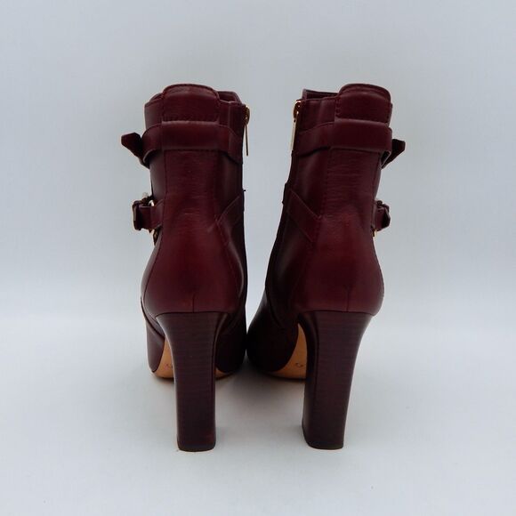 Jimmy Choo Mitchel 100 Wine Burgundy Leather Ankle Boots Booties Women Size 37.5 - Picture 4 of 15